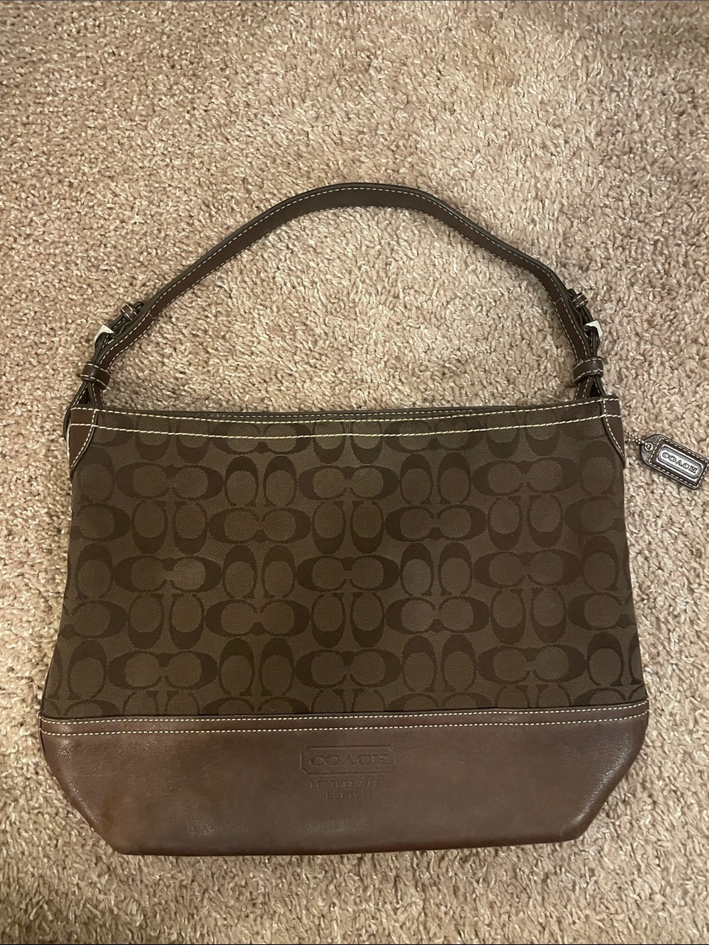 Coach Brown Signature Canvas & Leather Shoulder Bag